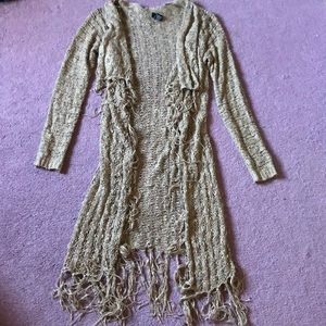 Rue21 Brown Boho Duster Cardigan Fringe Medium